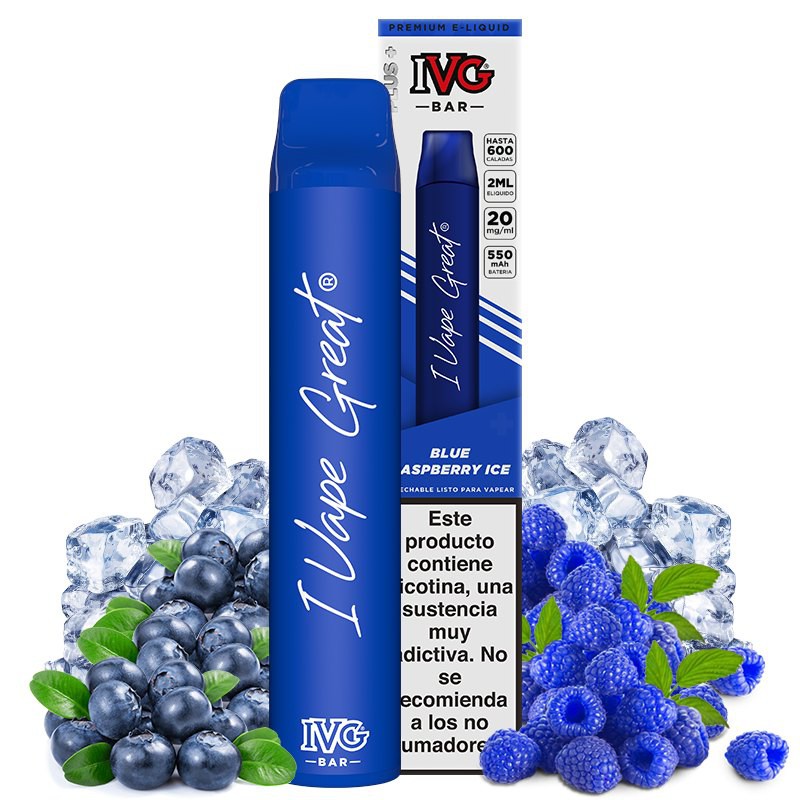 Pod Desechable Blue Raspberry Ice 600 Puffs Ivg Bar Plus 8456